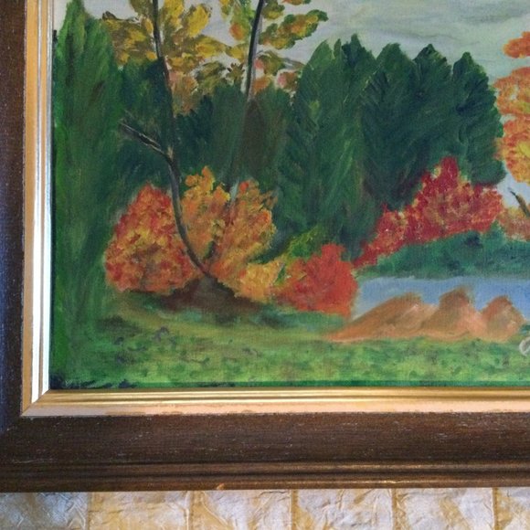 Vintage Original art oil painting natural Canada scene fall scene wall decor - Picture 5 of 9